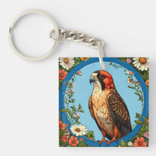 Colourful Red-footed falcon Bird Key Ring