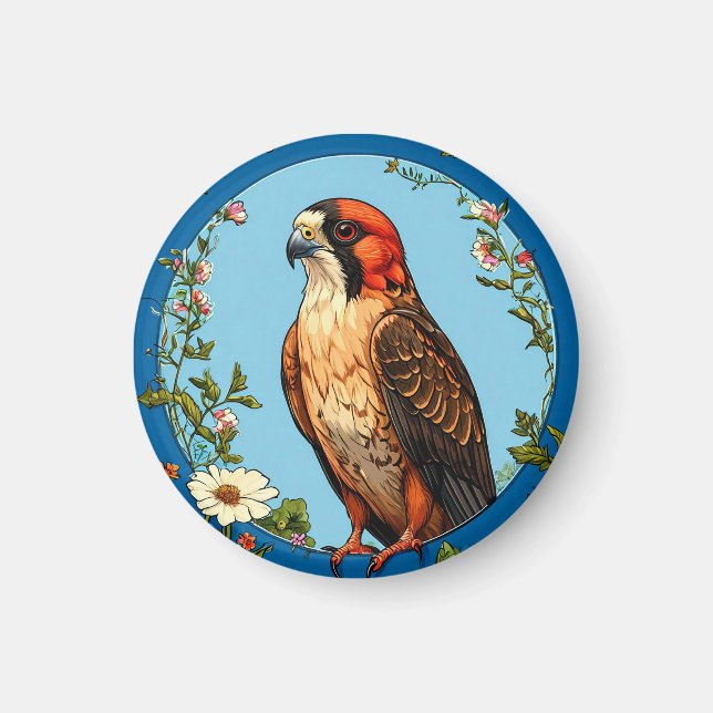Colourful Red-footed falcon Bird Magnet (Front)