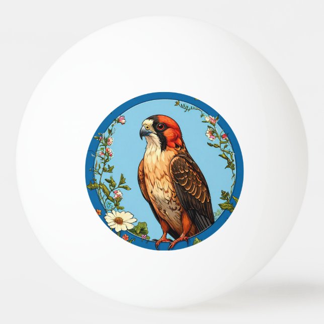 Colourful Red-footed falcon Bird Ping Pong Ball (Front)