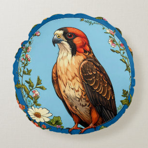 Colourful Red-footed falcon Bird Round Cushion