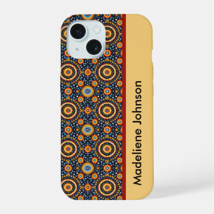 Colourful Red Gold Blue Tribal Circles Geometric iPhone 15 Case
