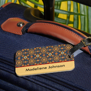 Colourful Red Gold Blue Tribal Circles Geometric Luggage Tag