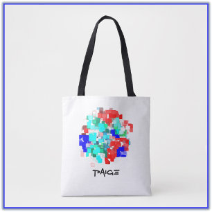 Colourful Red Green and Aqua Abstract Tote Bag