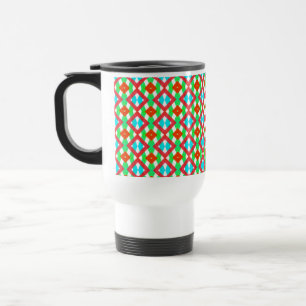 Colourful red, green and blue travel mug