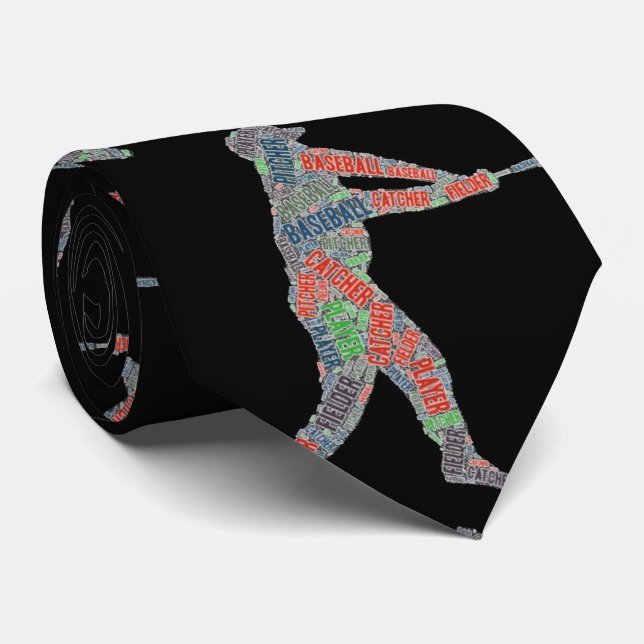 Colourful Red Green Blue Baseball Player Sports Ti Tie (Rolled)