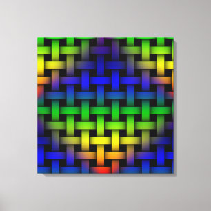 Colourful Red Green Blue Diamond Weave Pattern Art Canvas Print