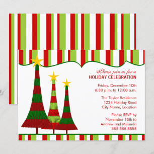 Colourful Red Green Christmas Party Invitation