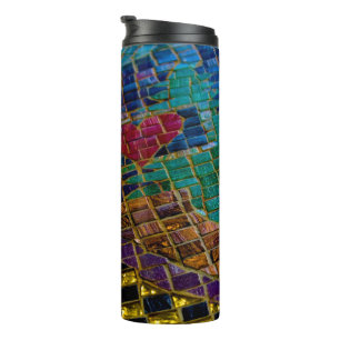 Colourful Red Heart Mosaic Thermal Tumbler