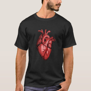 Colourful Red Line Human Heart Anatomy   T-Shirt