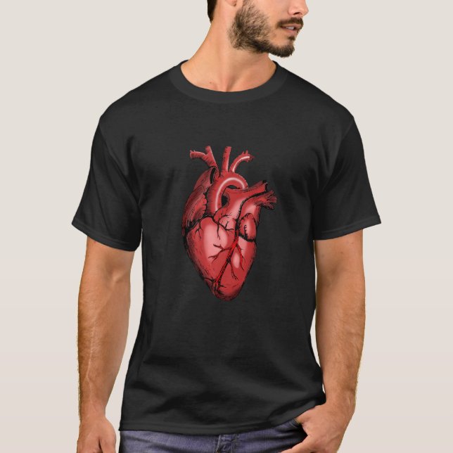 Colourful Red Line Human Heart Anatomy   T-Shirt (Front)