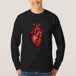 Colourful Red Line Human Heart Anatomy T-Shirt