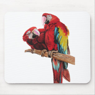 Colourful Red Macaw Watercolor Painting Design Mouse Mat