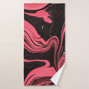 Colourful red marble ink paper textures on white b bath towel