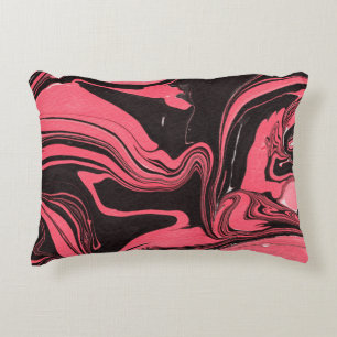 Colourful red marble ink paper textures on white b decorative cushion