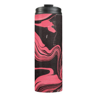 Colourful red marble ink paper textures on white b thermal tumbler