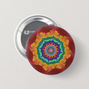 Colourful Red, Orange and Green Fractal 6 Cm Round Badge