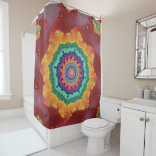 Colourful Red, Orange and Green Fractal Shower Curtain