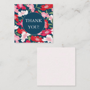 Colourful Red Pink Floral Blue Blush Thank You Enclosure Card