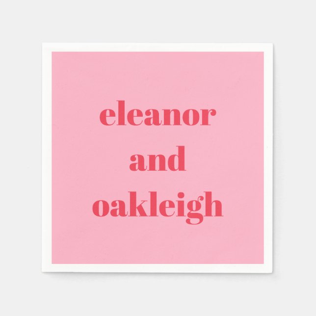 Colourful Red Pink Modern Simple Wedding Custom  Napkin (Front)