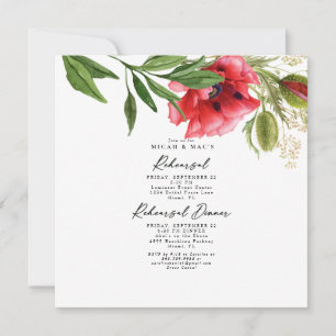 Colourful Red Poppy Rehearsal Square Invitation