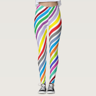 Colourful Red Purple Lime Green Abstract Stripes Leggings