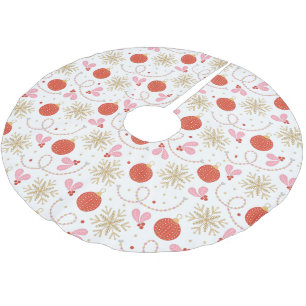 Colourful Red Retro Christmas Ornament Pattern  Brushed Polyester Tree Skirt