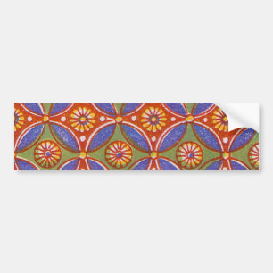 Colourful Red Rustic Circle Pattern Geometric Bumper Sticker