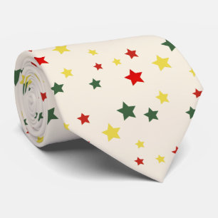 Colourful Red Star Pattern Festive Modern Christma Tie