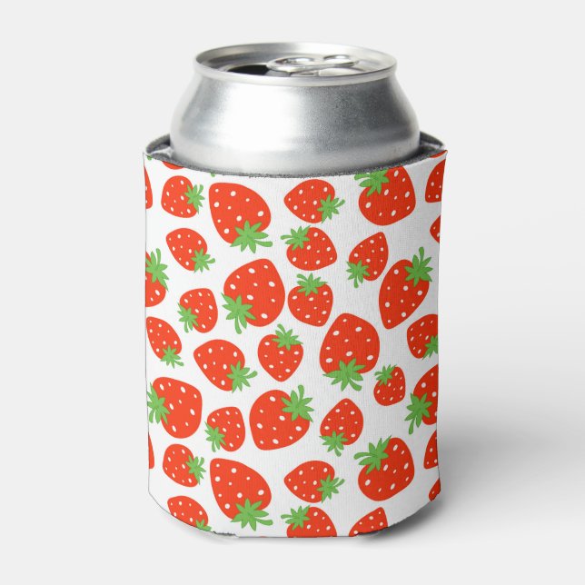 Colourful red strawberry pattern can cooler (Can Front)