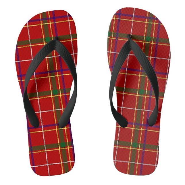 Colourful Red Tartan Plaid Flip Flops (Footbed)