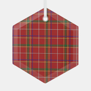 Colourful Red Tartan Plaid Glass Tree Decoration