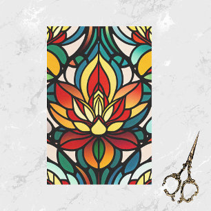 Colourful Red Water Lily Stained Glass Tissue Paper