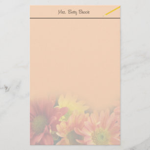 Colourful red, yellow and orange daisy flowers. stationery
