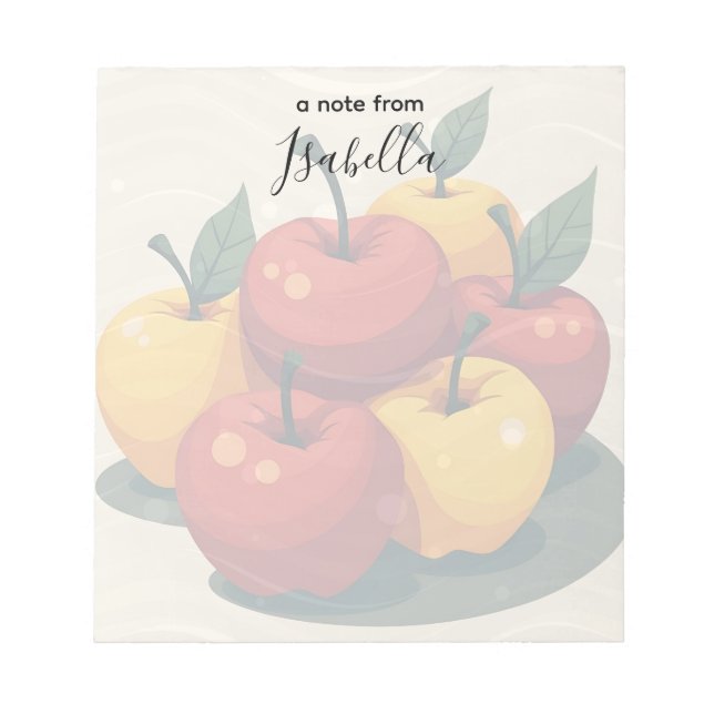 Colourful Red & Yellow Apples Personalised Notepad (Front)