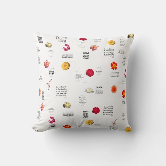Colourful Red Yellow Pink Floral Quotes Pillow (Front)