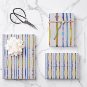 Colourful Reeds wrapping paper sheets set of 3