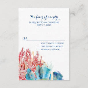 Colourful Reefs Watercolor Wedding RSVP