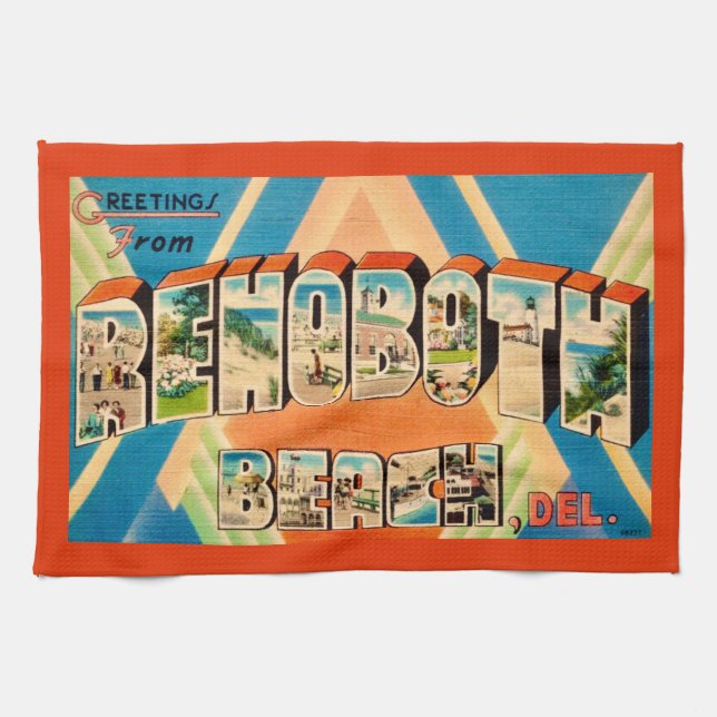 Colourful Rehoboth Beach  Tea Towel (Horizontal)