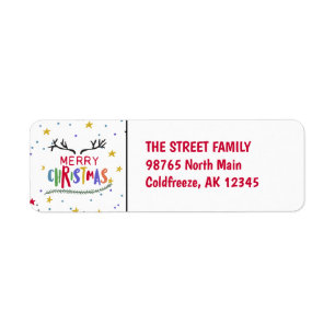 Colourful Reindeer Antler and Stars Merry Christma