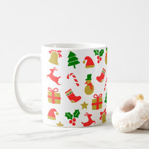 Colourful Reindeer Christmas Tree Festive Holiday Coffee Mug