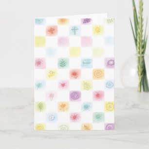 Colourful religious symbol tiles customisable card