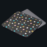 Colourful rendom dots pattern laptop sleeve<br><div class="desc">Elegant modern colourful random size dots seamless pattern with contrasting black background.</div>