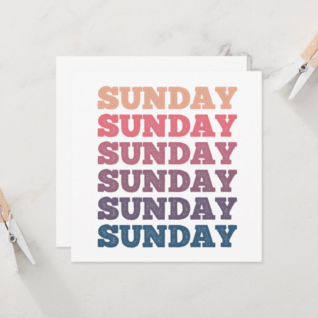 Colourful Repeated Sunday Sunday Sunday Invitation (Front/Back In Situ)