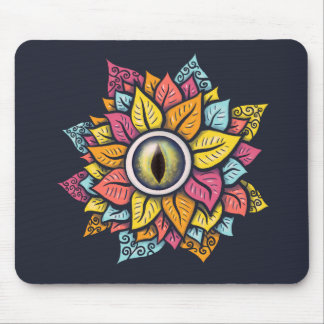 Colourful Reptile Eye Flower Fun Weird Surreal Art Mouse Mat