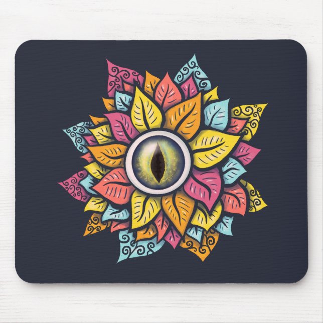 Colourful Reptile Eye Flower Fun Weird Surreal Art Mouse Mat (Front)