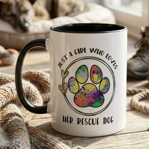 Colourful Rescue Dog Mum - Animal Lover Gift Mug