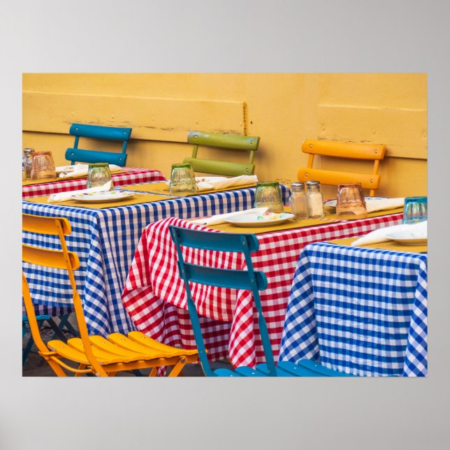 Colourful restaurant tables poster (Front)