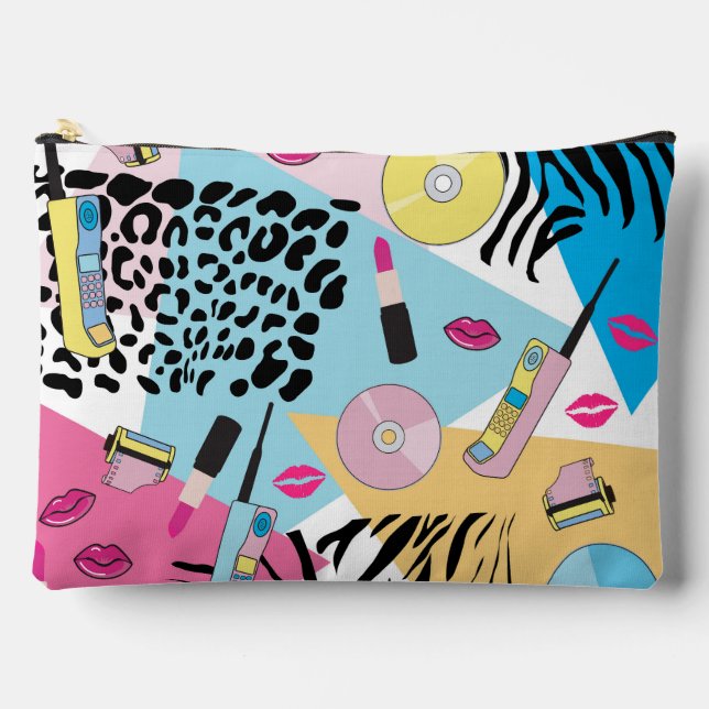 Colourful Retro 1990's Nineties Pattern Accessory Pouch (Front)