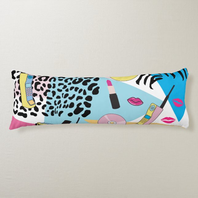 Colourful Retro 1990's Nineties Pattern Body Cushion (Front)