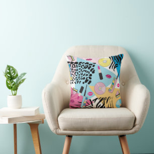 Colourful Retro 1990's Nineties Pattern Cushion